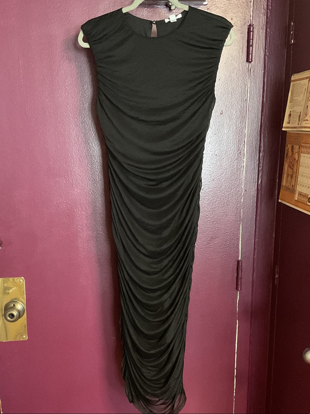 Bar III Black Ruched Sleeveless Maxi Dress